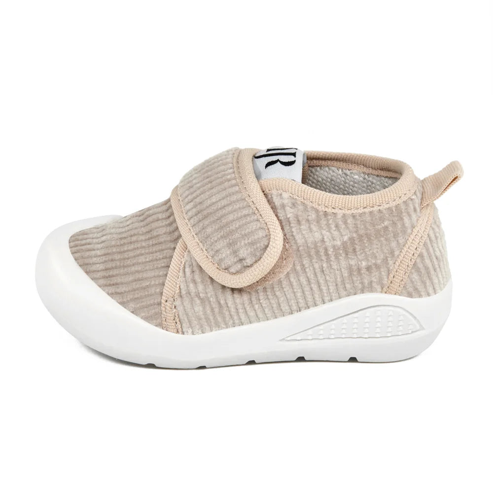 Cream 100% Cotton Velvet Memory Foam First Step Shoes