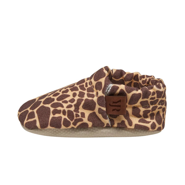 Brown printed 100% cotton baby booties