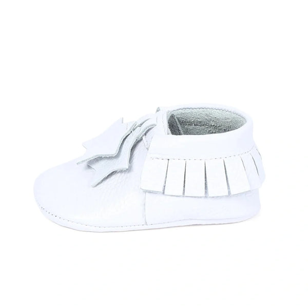 Yoyo Junior Bootie Genuine Leather in White with Star Fringe Detail