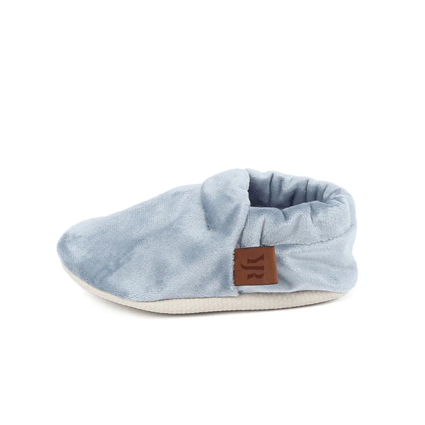 Sky Blue Velvet Baby Booties