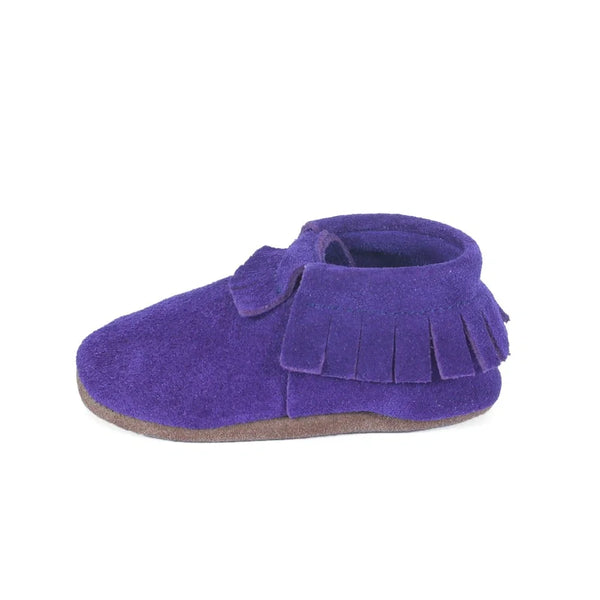 Yoyo Junior Bootie Genuine Leather Suede in Purple with Shoe Fringe Detail