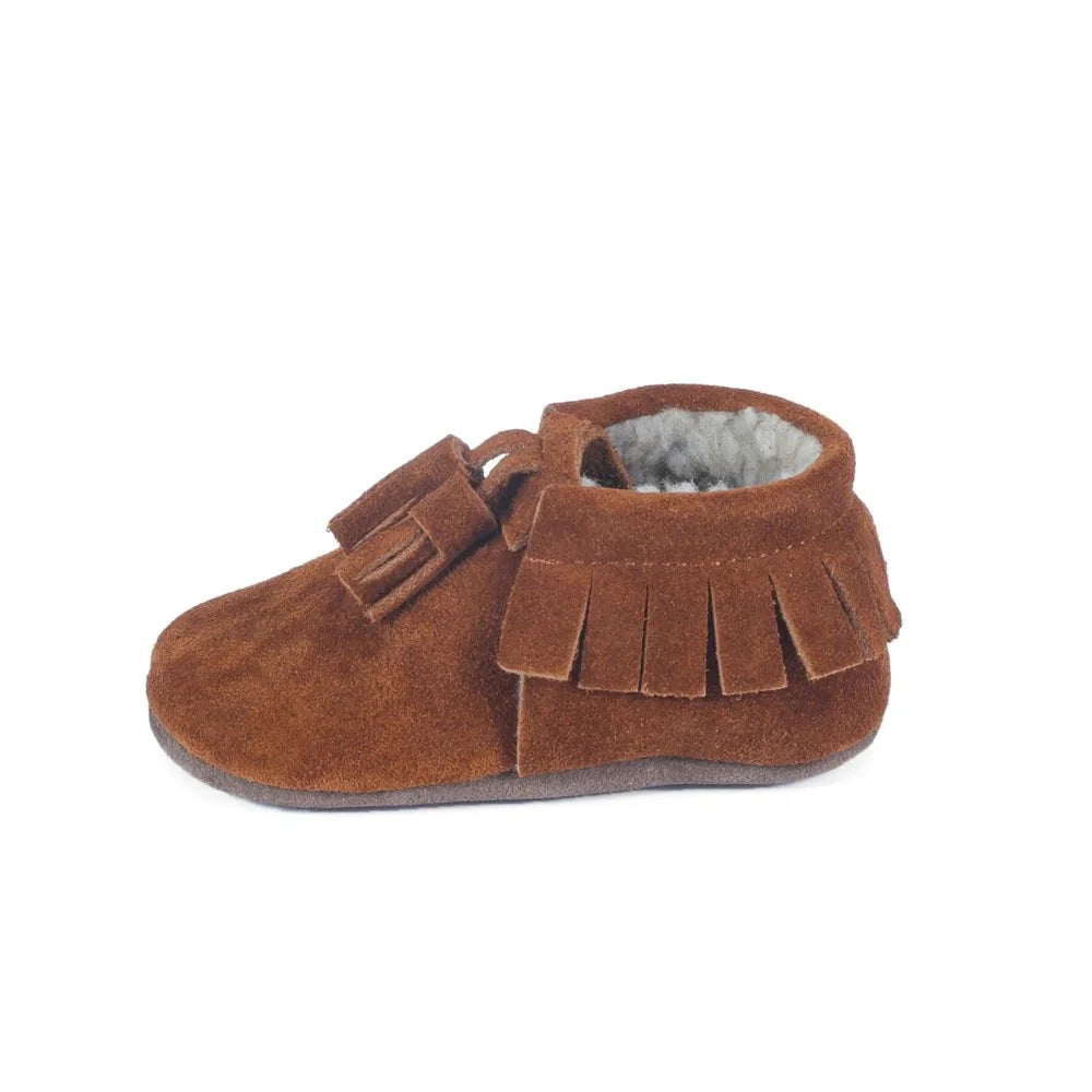 Yoyo Junior Bootie genuine leather suede in camel with interior fur detail