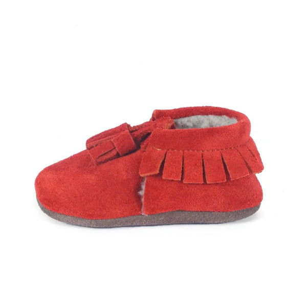 Yoyo Junior Bootie genuine leather suede in brick red with interior fur detail