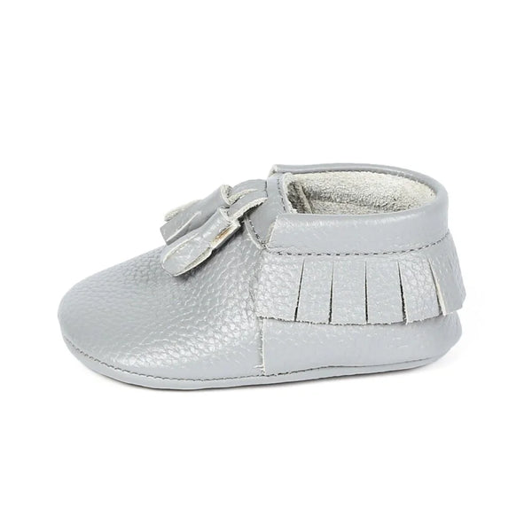 Yoyo Junior Bootie Genuine Leather in Grey with Powder Puff Detail
