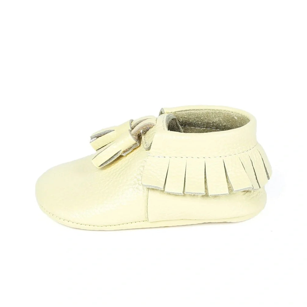 Yoyo Junior Bootie Genuine Leather in Yellow with Powder Puff Detail