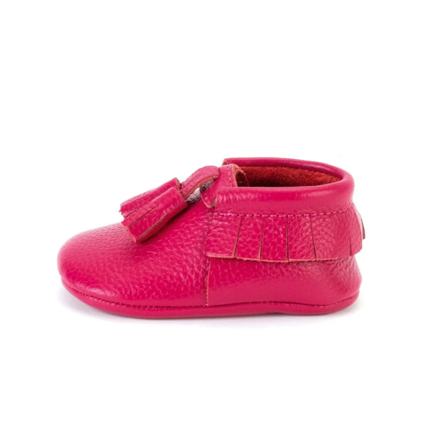 Yoyo Junior Bootie Genuine Leather in Fuchsia with Powder Puff Detail