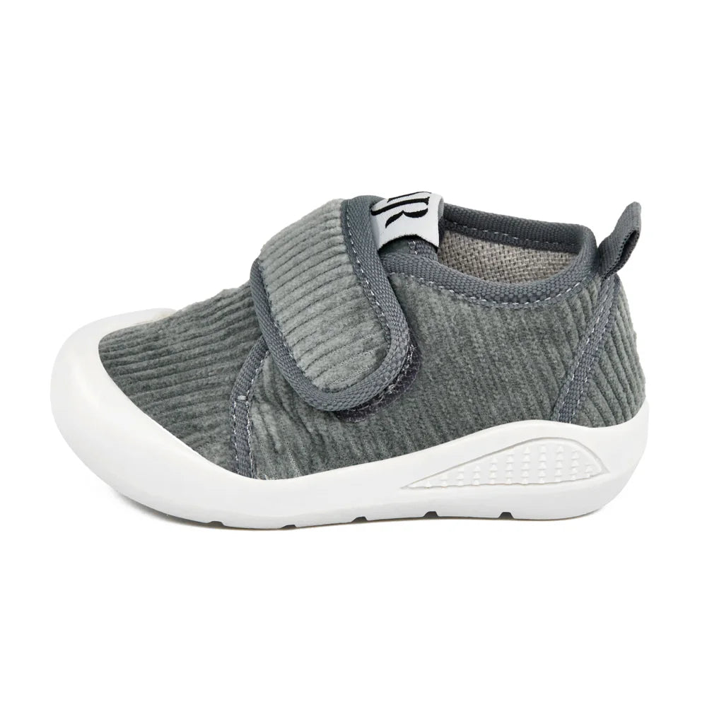 Gray 100% Cotton Velvet Memory Foam First Step Shoes
