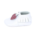Yoyo Junior Bootie Genuine Leather in White with Hearth Fringe Detail