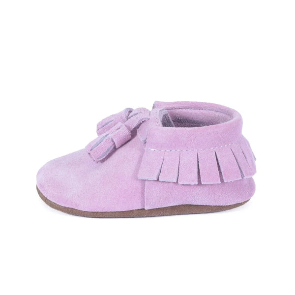 Yoyo Junior Bootie Genuine Leather Suede in Pink with Powder Puff Detail