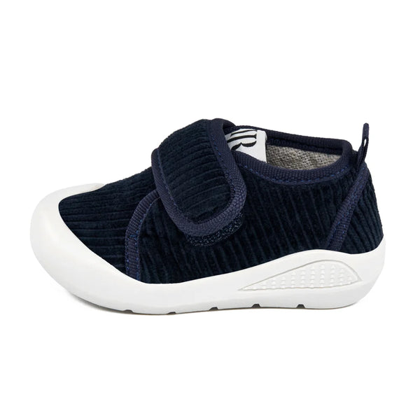 Navy 100% Cotton Velvet Memory Foam First Step Shoes