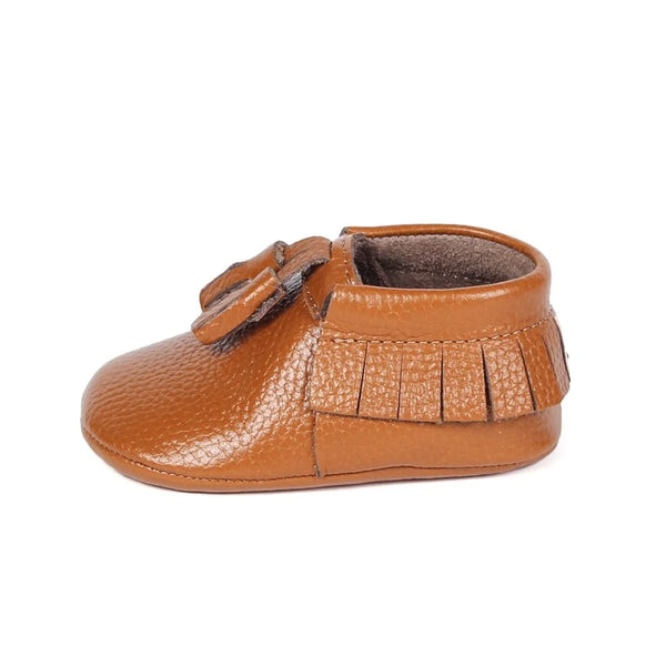 Yoyo Junior Bootie Genuine Leather in Camel with powder puff detail