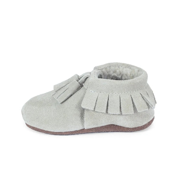 Yoyo Junior Bootie genuine leather suede in cream with interior fur detail