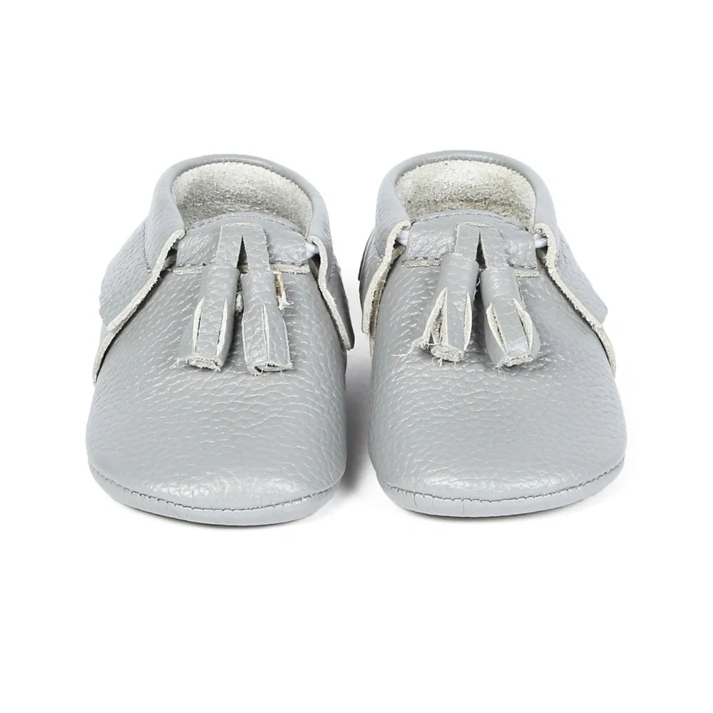 Yoyo Junior Bootie Genuine Leather in Grey with Powder Puff Detail