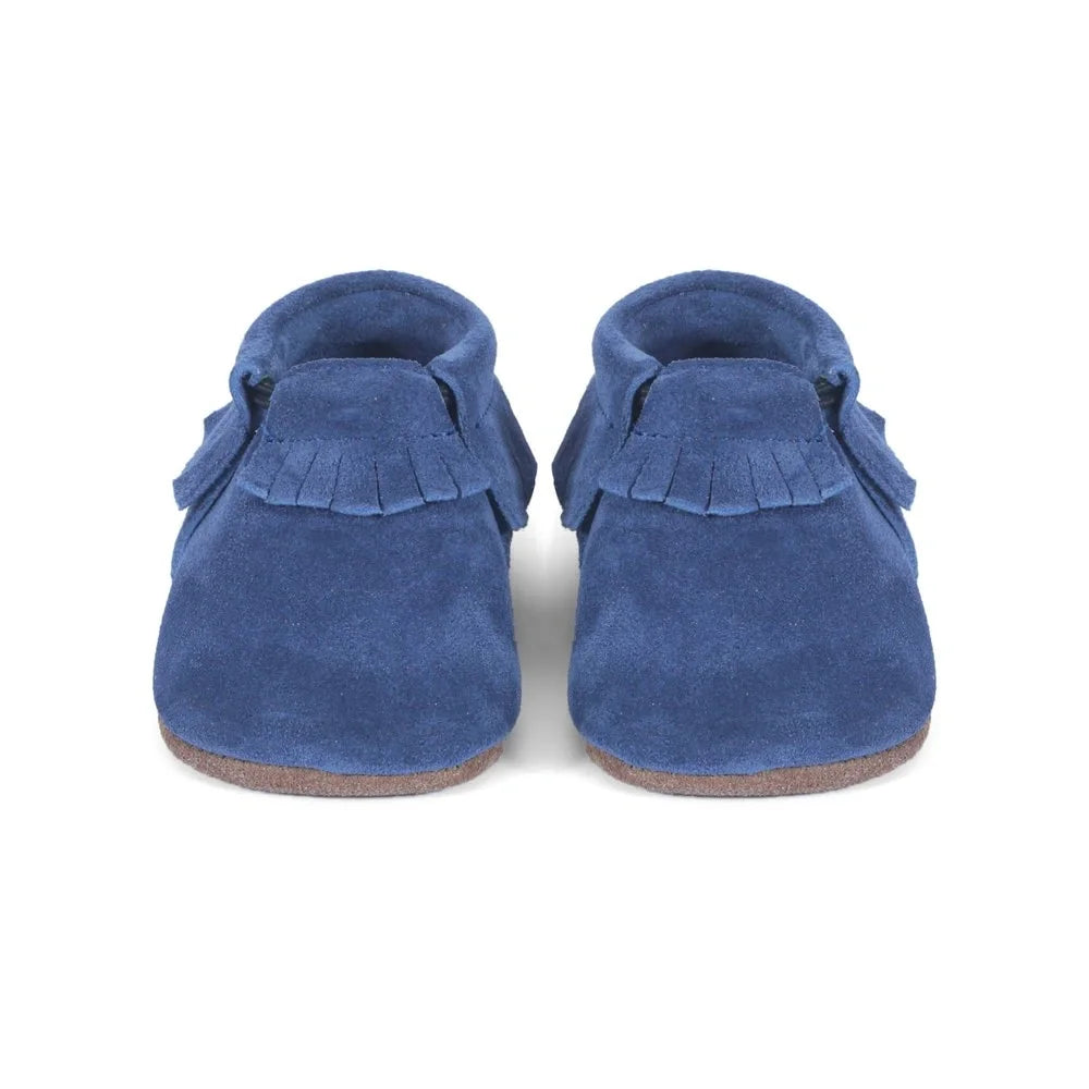 Yoyo Junior Bootie Genuine Leather Suede in Denim Blue with Shoe Fringe Detail
