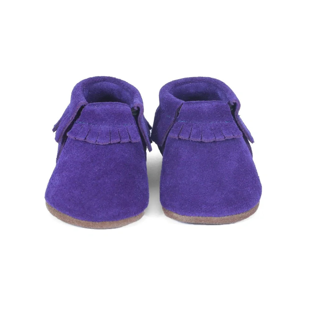 Yoyo Junior Bootie Genuine Leather Suede in Purple with Shoe Fringe Detail