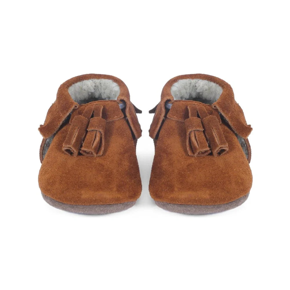 Yoyo Junior Bootie genuine leather suede in camel with interior fur detail