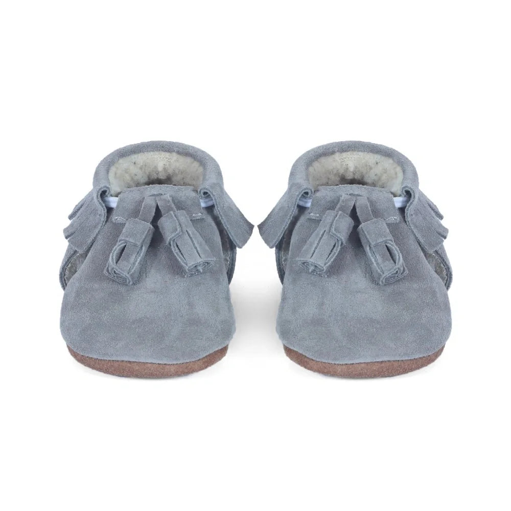 Yoyo Junior Bootie genuine leather suede in grey with interior fur detail