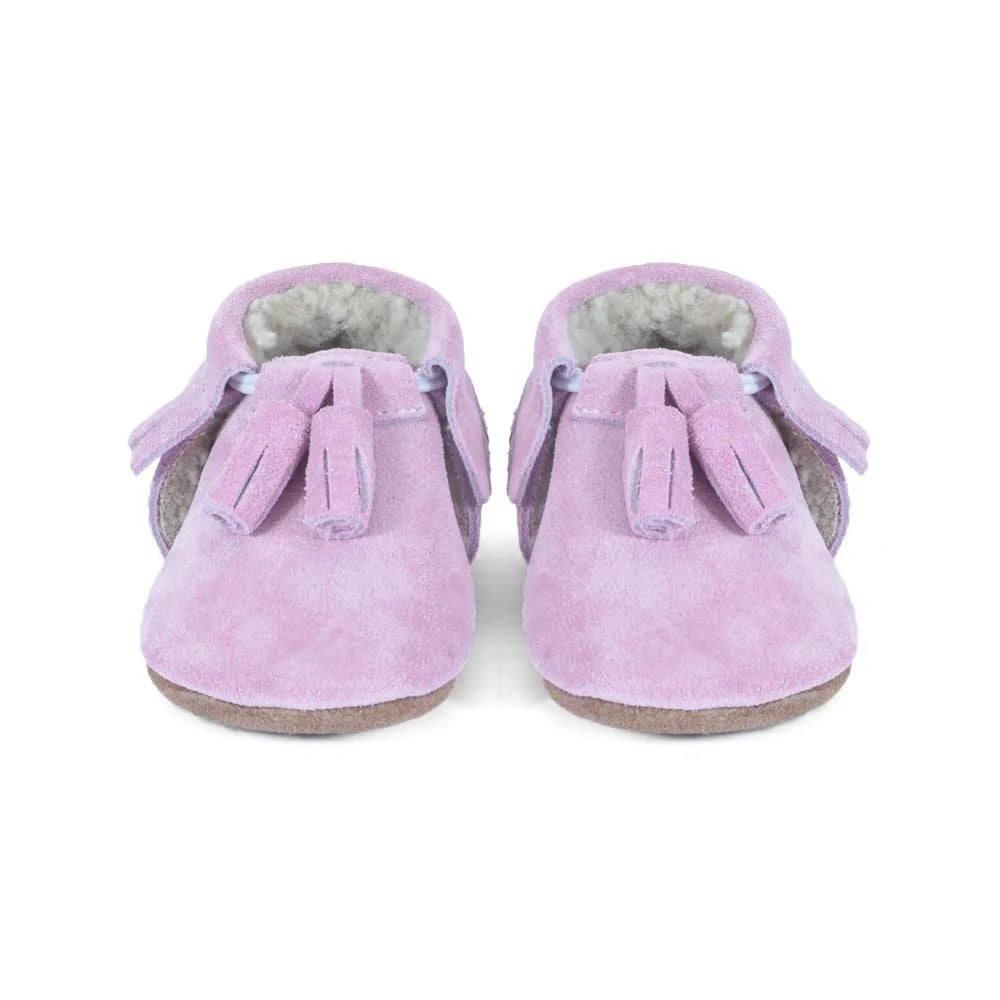 Yoyo Junior Bootie genuine leather suede in pink with interior fur detail