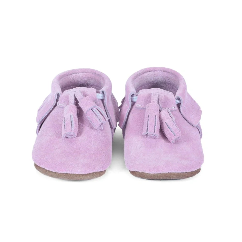 Yoyo Junior Bootie Genuine Leather Suede in Pink with Powder Puff Detail