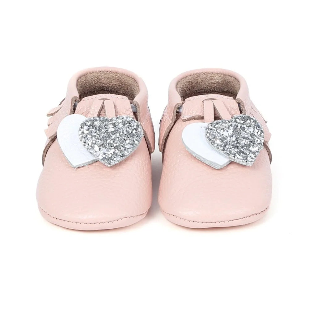 Yoyo Junior Bootie Genuine Leather in Powder Pink with Hearth Fringe Detail