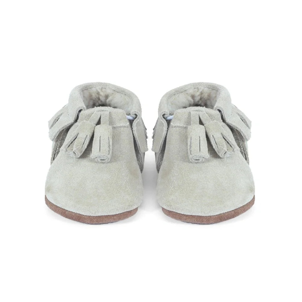 Yoyo Junior Bootie genuine leather suede in cream with interior fur detail