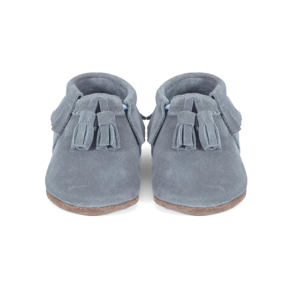 Yoyo Junior Bootie Genuine Leather Suede in Grey with Powder Puff Detail