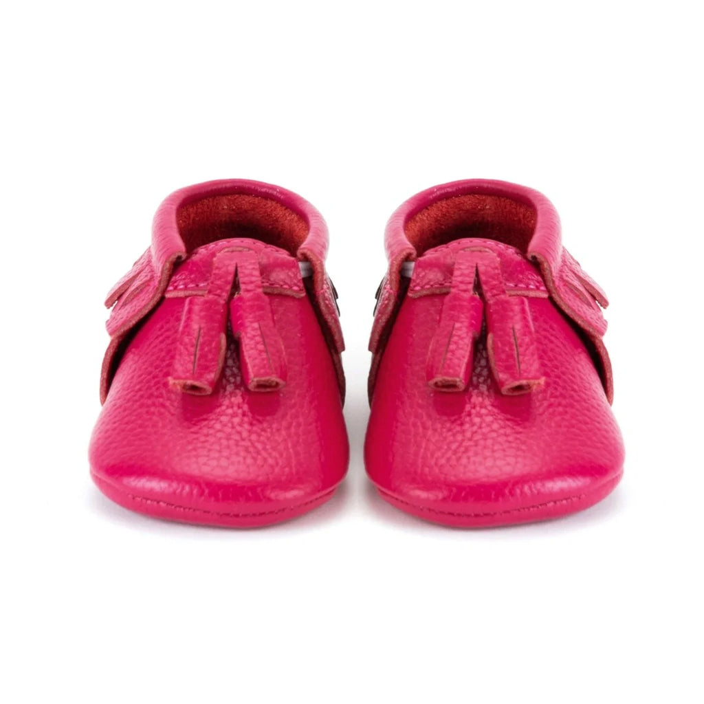 Yoyo Junior Bootie Genuine Leather in Fuchsia with Powder Puff Detail