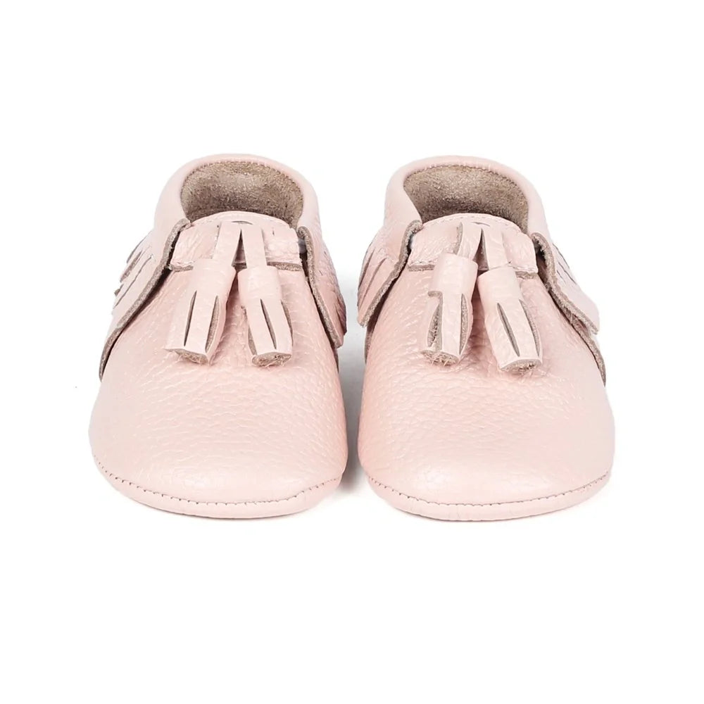 Yoyo Junior Bootie Genuine Leather in Powder Pink with Powder Puff Detail