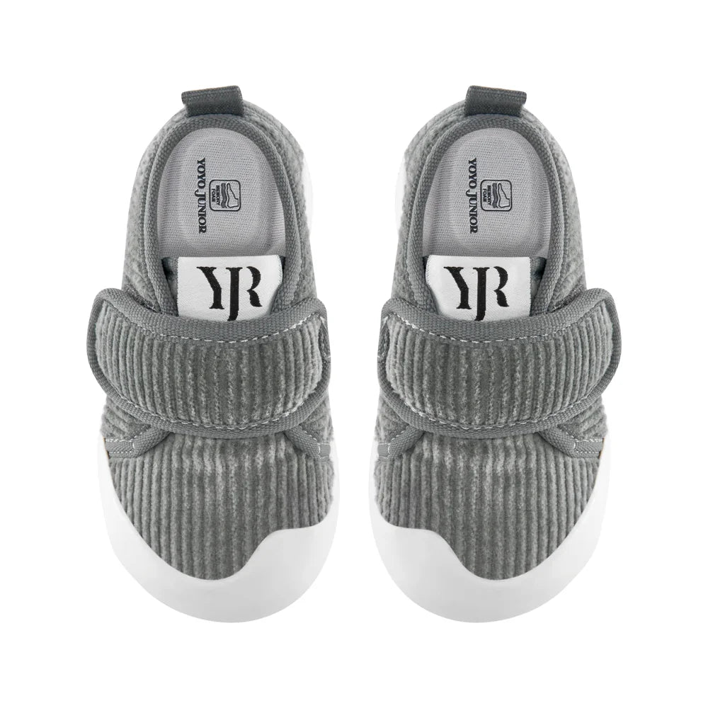 Gray 100% Cotton Velvet Memory Foam First Step Shoes