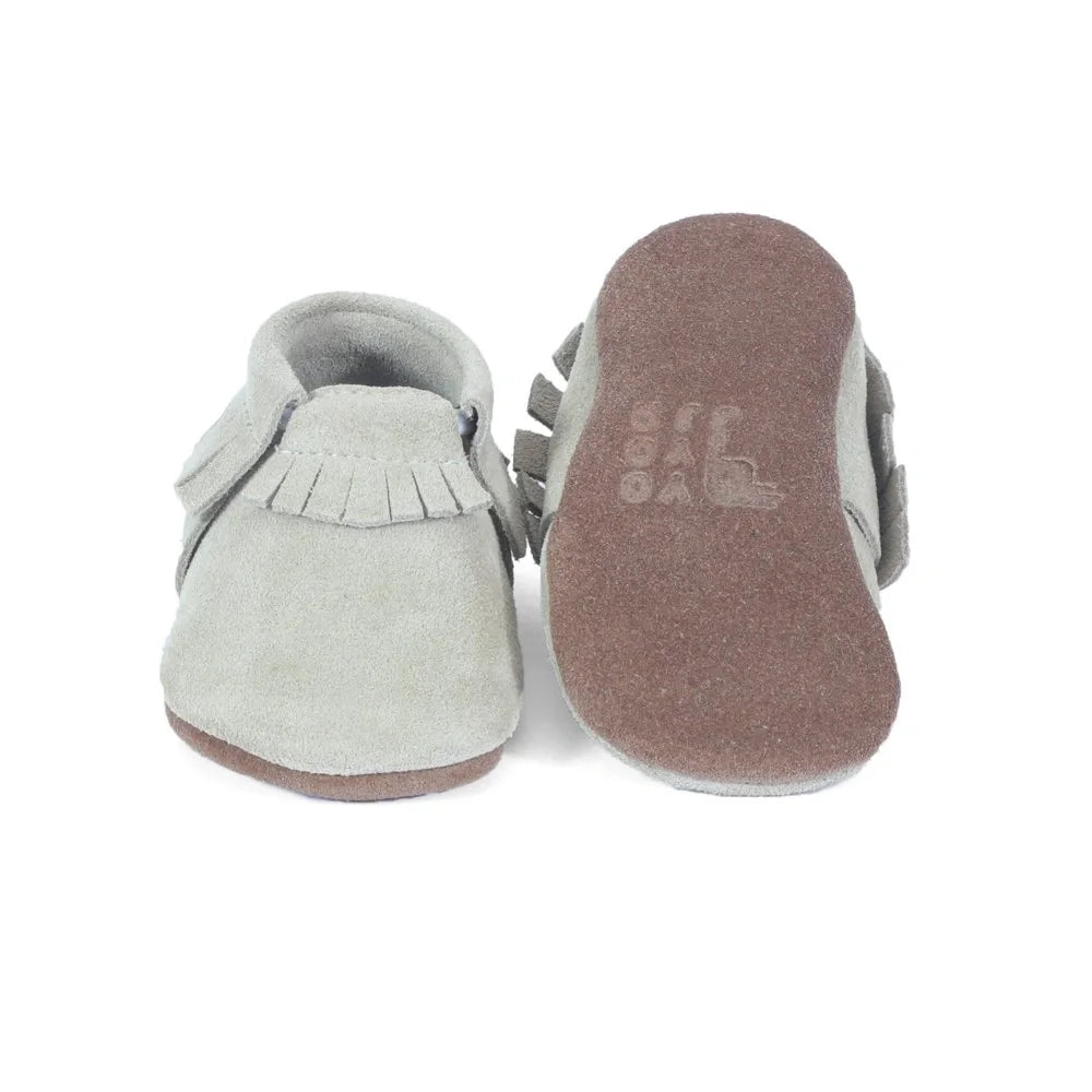 Yoyo Junior Bootie Genuine Leather Suede in Cream with Shoe Fringe Detail