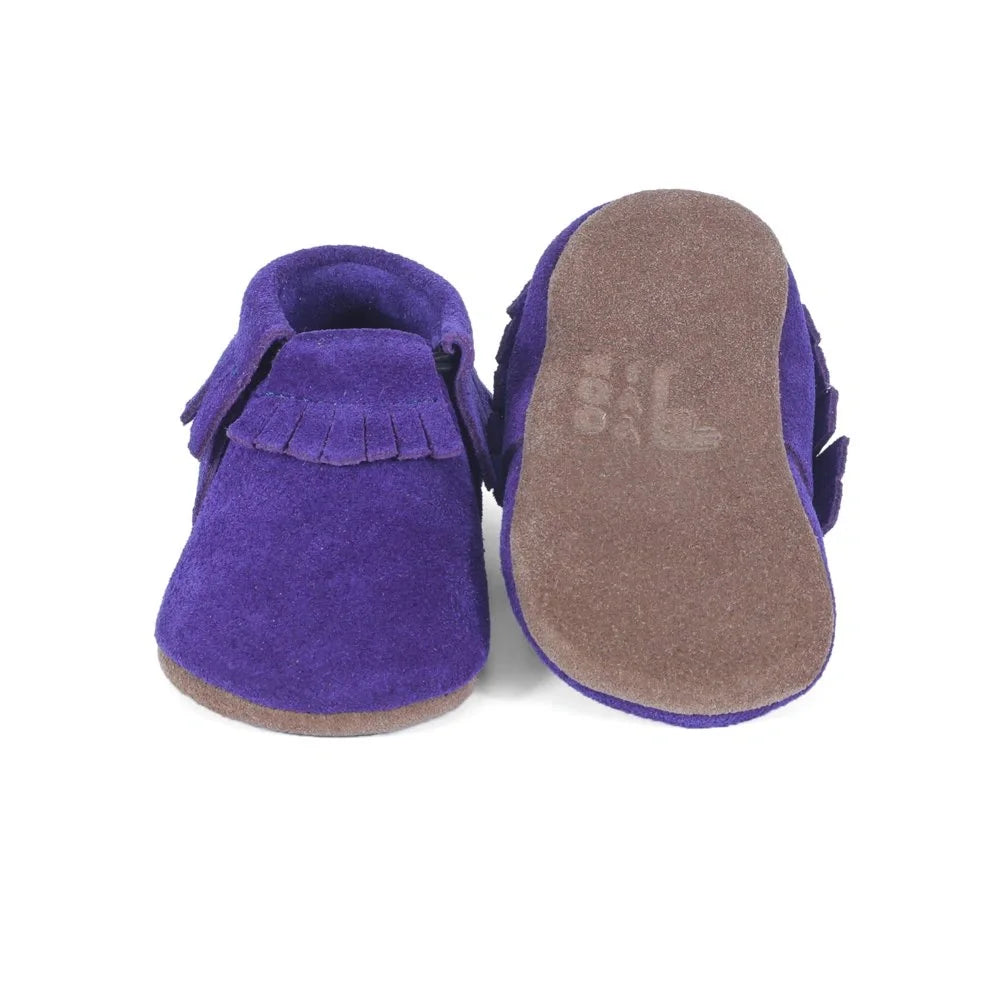 Yoyo Junior Bootie Genuine Leather Suede in Purple with Shoe Fringe Detail