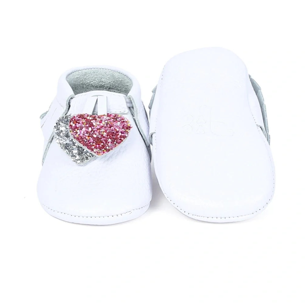 Yoyo Junior Bootie Genuine Leather in White with Hearth Fringe Detail