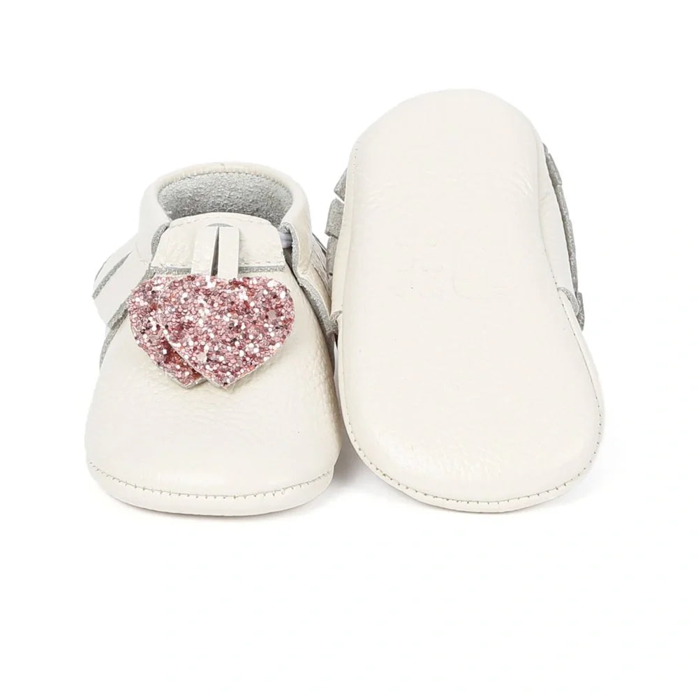 Yoyo Junior Bootie Genuine Leather in Cream with Hearth Fringe Detail