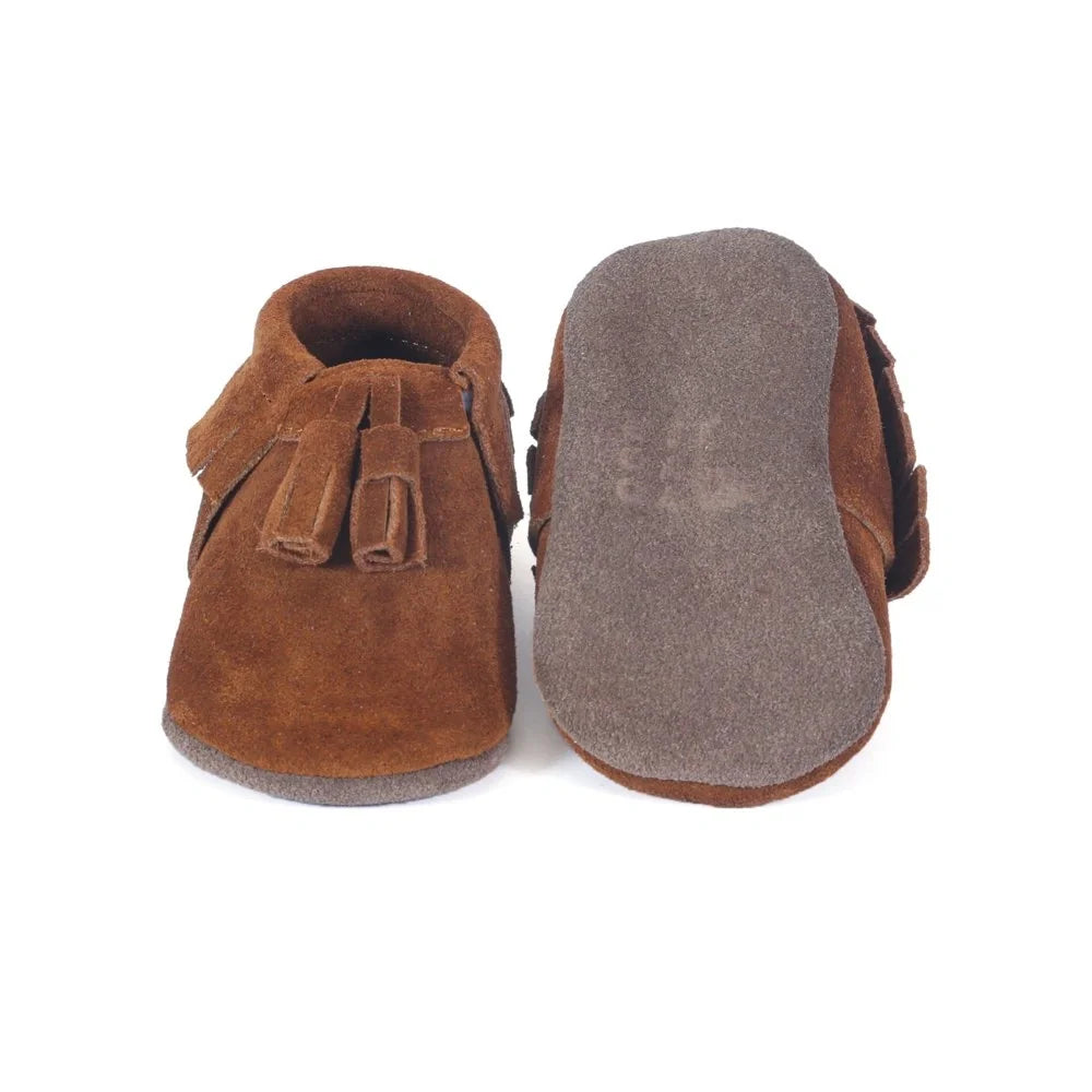 Yoyo Junior Bootie Genuine Leather Suede in Camel with Powder Puff Detail
