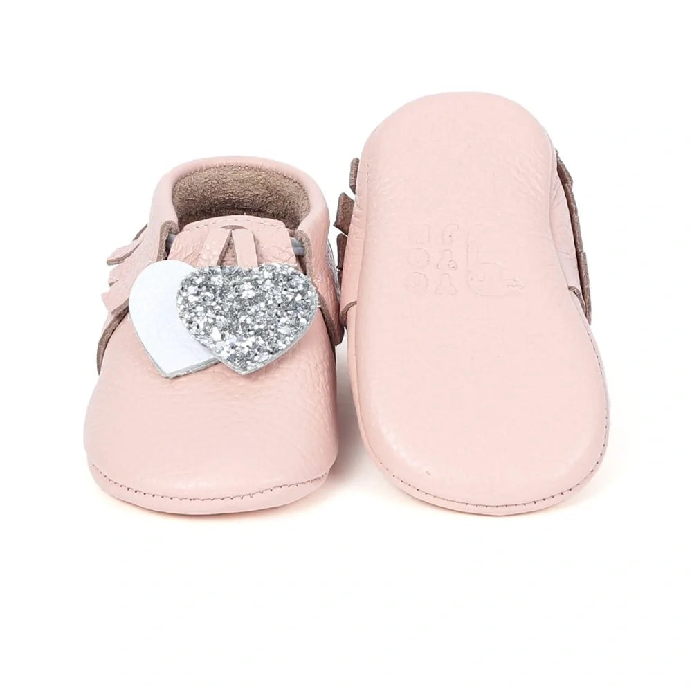 Yoyo Junior Bootie Genuine Leather in Powder Pink with Hearth Fringe Detail