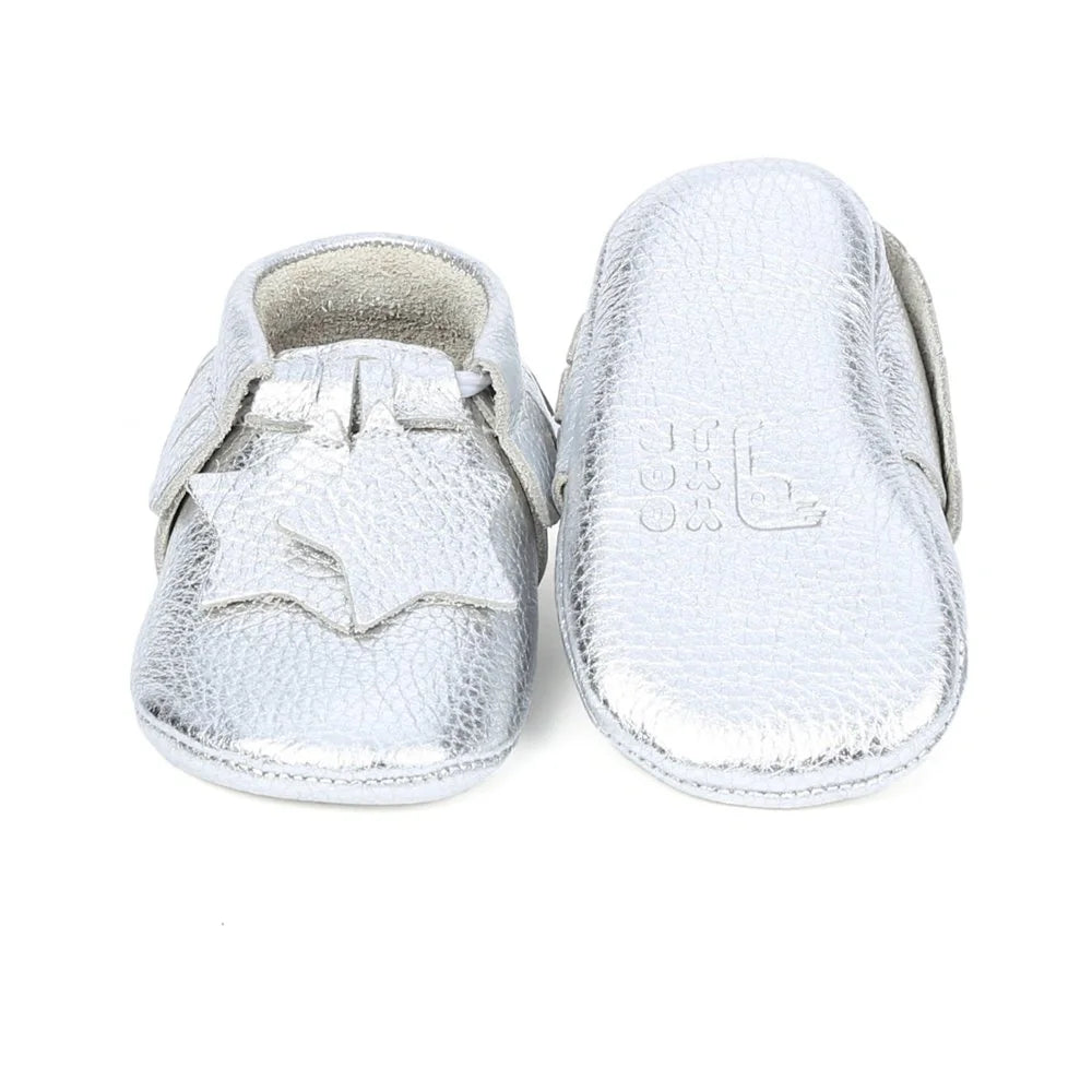 Yoyo Junior Bootie Genuine Leather in Silver with Star Fringe Detail