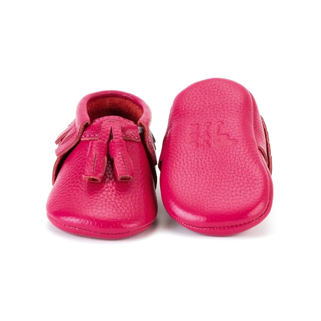 Yoyo Junior Bootie Genuine Leather in Fuchsia with Powder Puff Detail