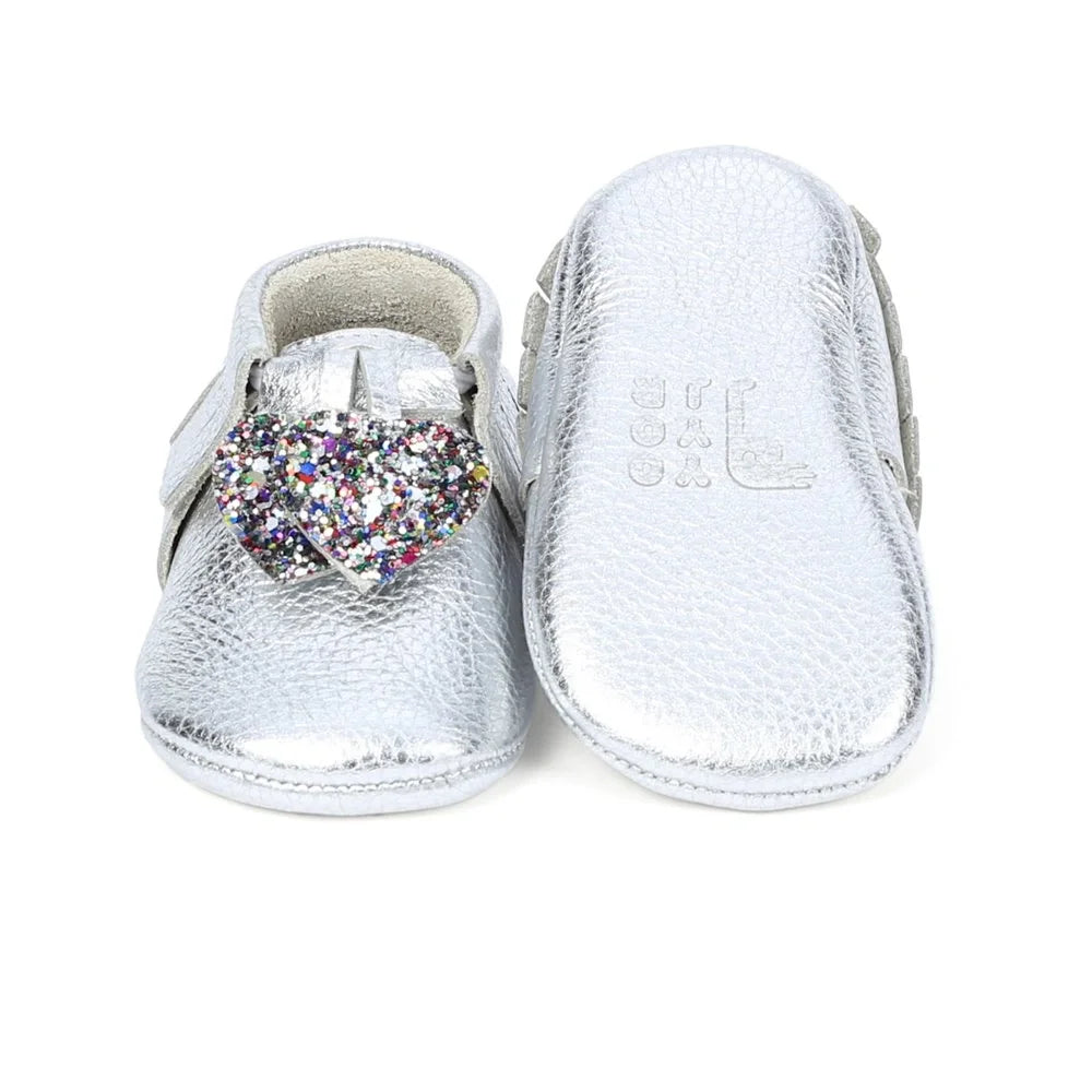 Yoyo Junior Bootie Genuine Leather in Silver with Hearth Fringe Detail