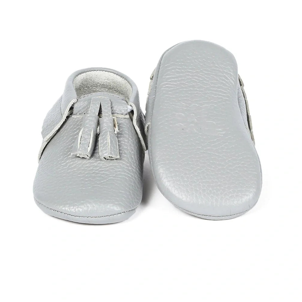 Yoyo Junior Bootie Genuine Leather in Grey with Powder Puff Detail