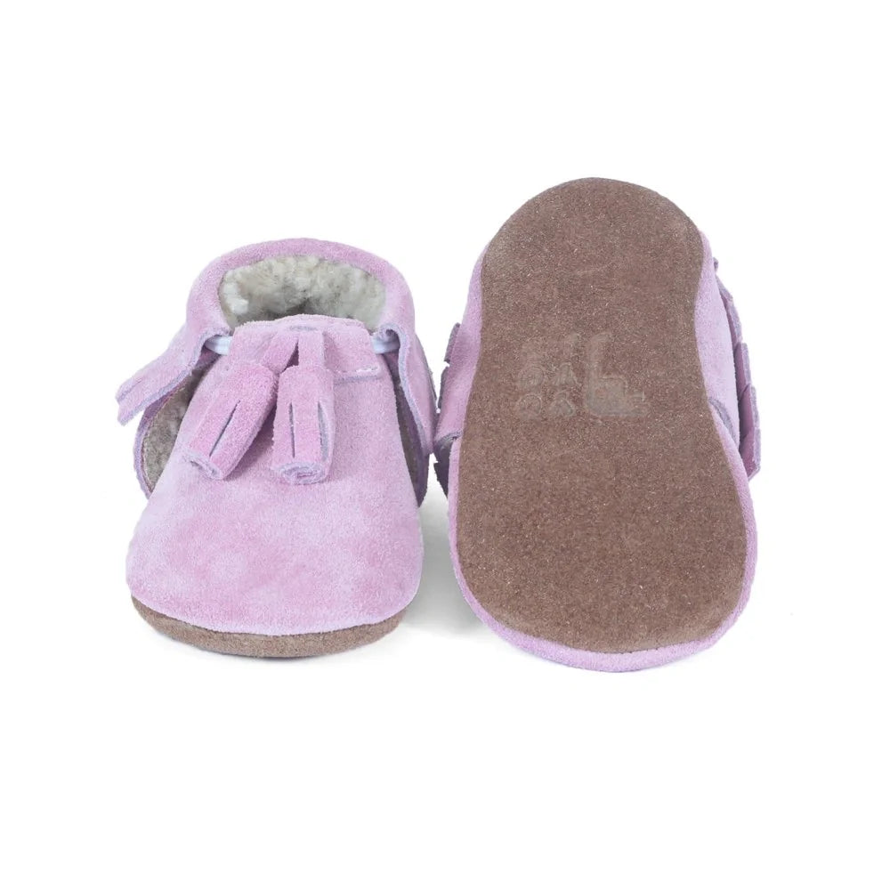 Yoyo Junior Bootie genuine leather suede in pink with interior fur detail