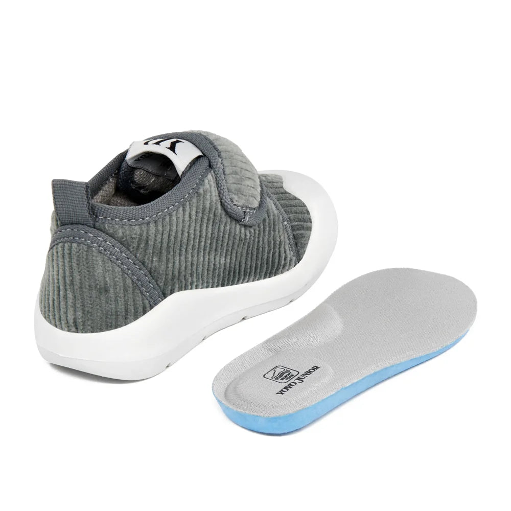 Gray 100% Cotton Velvet Memory Foam First Step Shoes