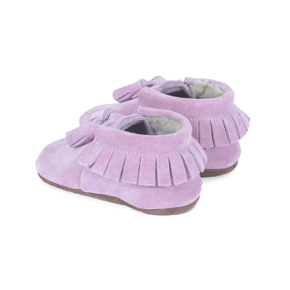 Yoyo Junior Bootie genuine leather suede in pink with interior fur detail