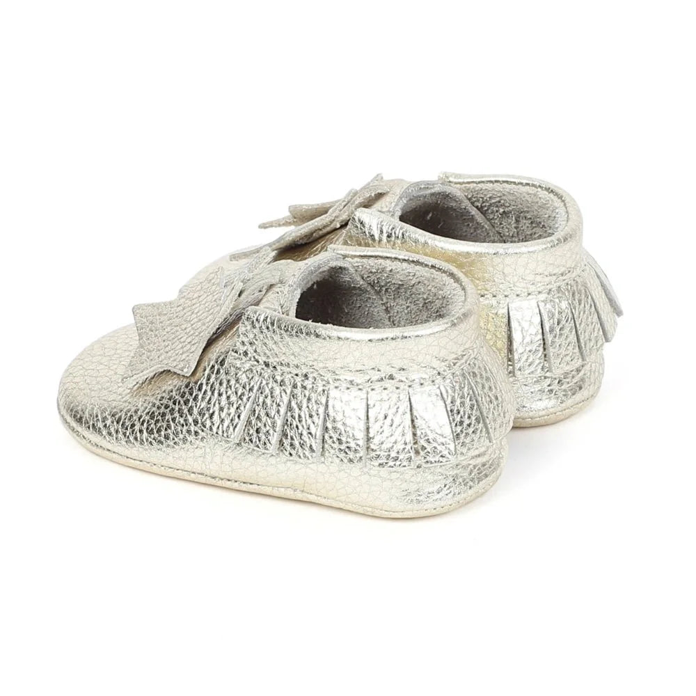 Yoyo Junior Bootie Genuine Leather in Gold with Star Fringe Detail