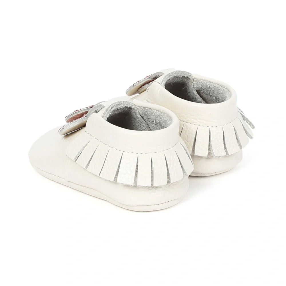 Yoyo Junior Bootie Genuine Leather in Cream with Hearth Fringe Detail