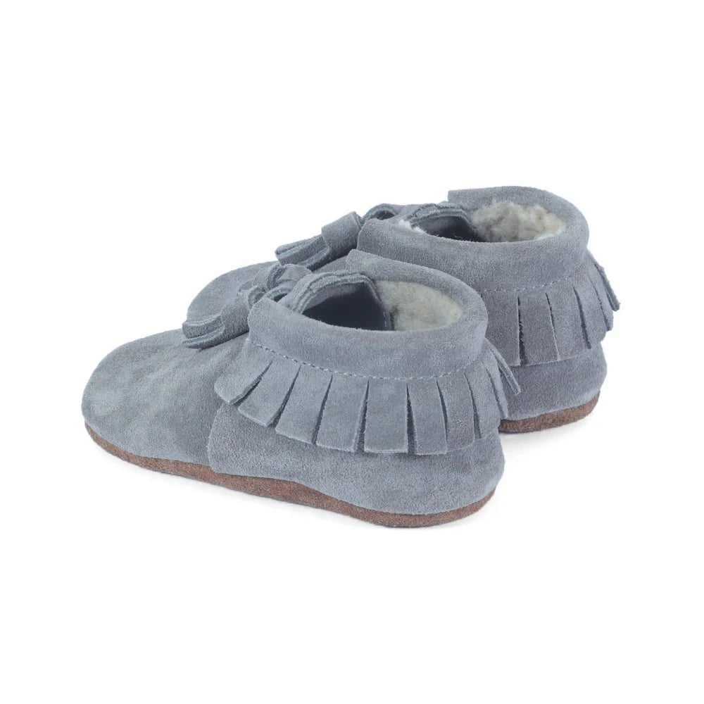 Yoyo Junior Bootie genuine leather suede in grey with interior fur detail