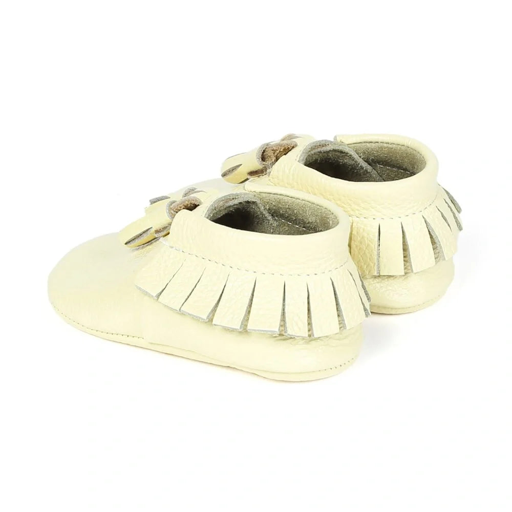 Yoyo Junior Bootie Genuine Leather in Yellow with Powder Puff Detail