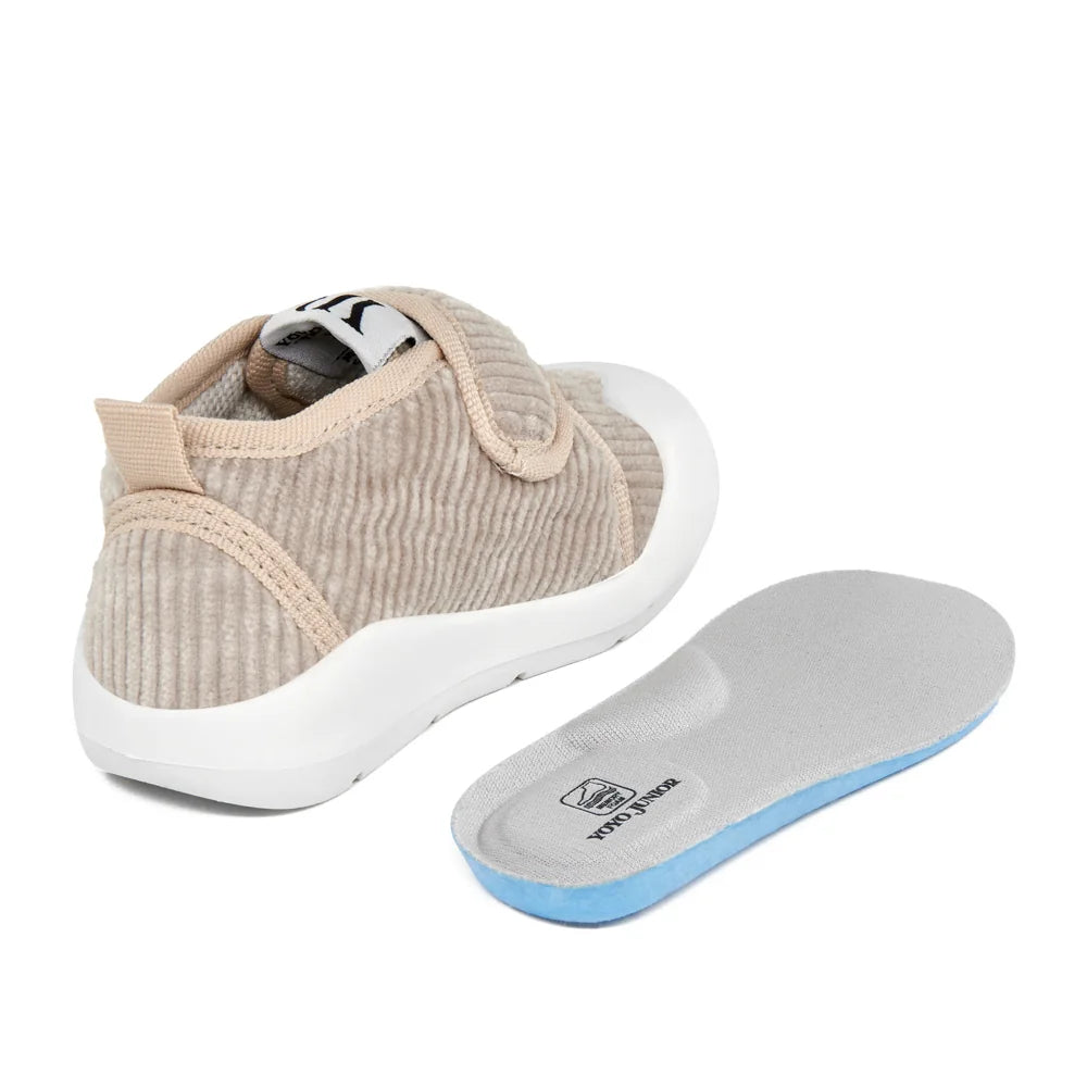 Cream 100% Cotton Velvet Memory Foam First Step Shoes