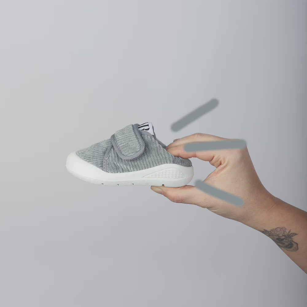 Gray 100% Cotton Velvet Memory Foam First Step Shoes